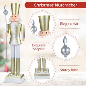 4 FT Christmas Nutcracker with High Hat & Beautiful Scepter-White & Golden