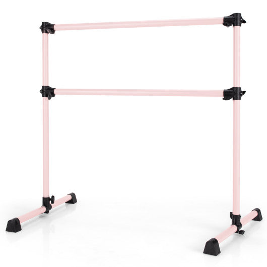4 Feet Double Ballet Barre Bar with Adjustable Height-Pink