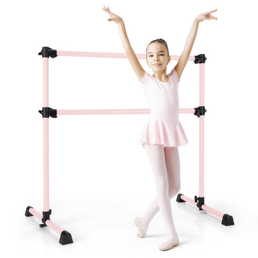 4 Feet Double Ballet Barre Bar with Adjustable Height-Pink