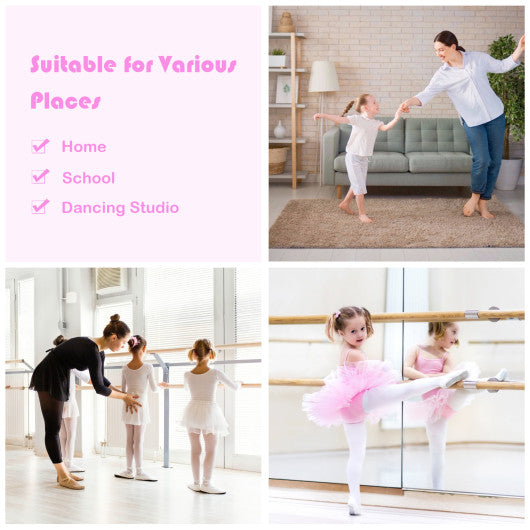 4 Feet Double Ballet Barre Bar with Adjustable Height-Pink