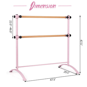 4 Foot Portable  Freestanding Double Ballet Barre-Pink