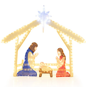 4 Ft Lighted Nativity Scene Pre-lit Christmas Holy Family Set