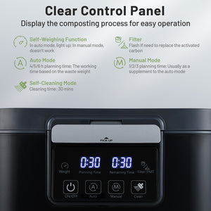 4 L Electric Composter with Lid and LED Display for Kitchen-Black