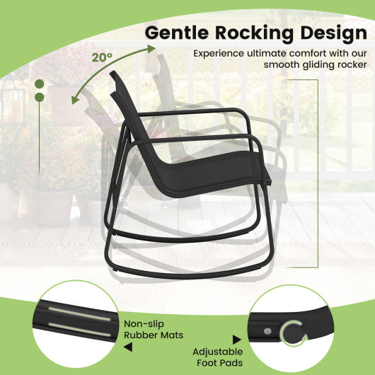 4 PCS Patio Furniture Set Outdoor Rocker Chair Conversation Set-Black