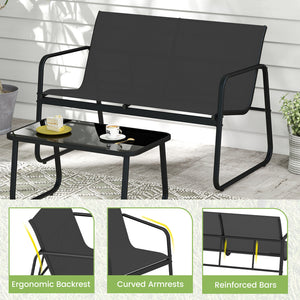 4 PCS Patio Furniture Set Outdoor Rocker Chair Conversation Set-Black