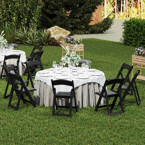 4 Pack Resin Folding Chairs with Padded Seat-Black
