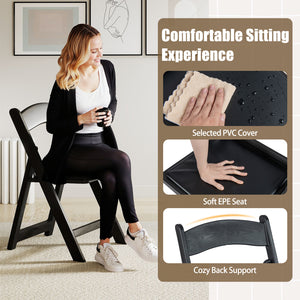 4 Pack Resin Folding Chairs with Padded Seat-Black