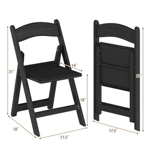 4 Pack Resin Folding Chairs with Padded Seat-Black