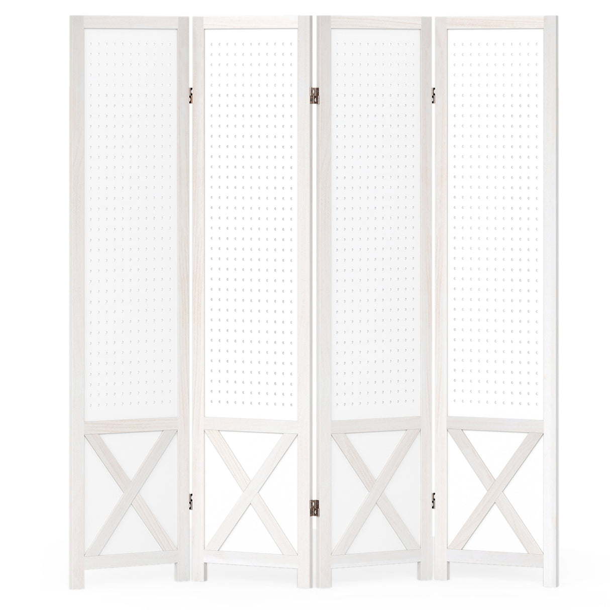 4-Panel Pegboard Room Divider 67 Inches Tall Foldable Privacy Screen