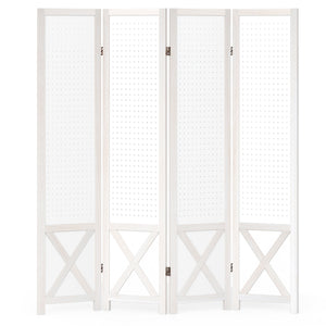 4-Panel Pegboard Room Divider 67 Inches Tall Foldable Privacy Screen