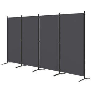 4 Panel Room Divider 6 FT Tall Folding Privacy Screen with Curved Metal Feet-Gray