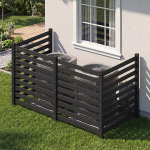 4-Panel Wooden Outdoor Privacy Fence with Ground Stakes-Black