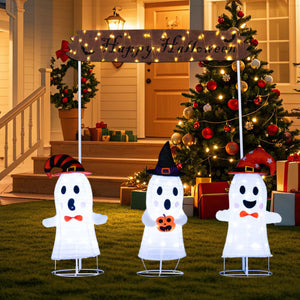 4 Pieces Halloween Decoration Pop up Ghosts with Gate and LED Lights