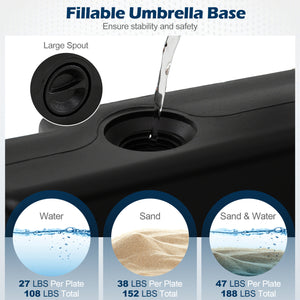 4-Piece 188 LBS Cantilever Offset Patio Umbrella Base-Black