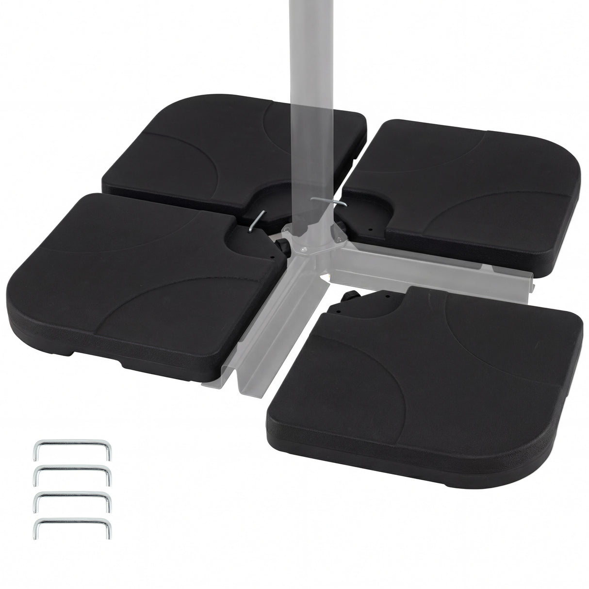 4-Piece Cantilever Offset Base 164 LBS Heavy-Duty Square with U-Locking Pins-Black