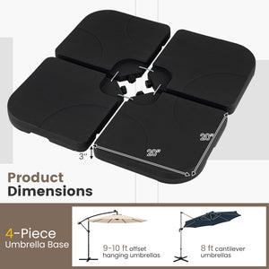 4-Piece Cantilever Offset Base 164 LBS Heavy-Duty Square with U-Locking Pins-Black