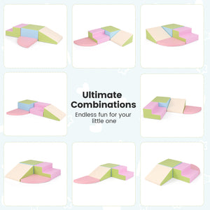 4-Piece Climb and Crawl Foam Block Play Set for Infant Baby-Pink