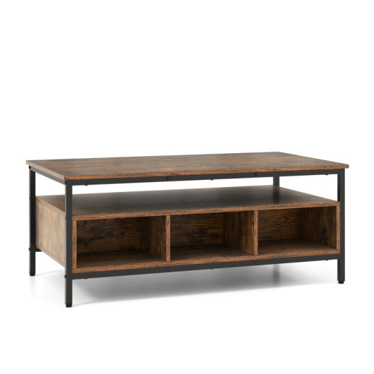 4-Piece Industrial Living Room Set: Fireplace TV Stand + 3-Tier Industrial Style Coffee Table + 71 Inch Freestanding Hall Tree + Adjustable C-shape Sofa Side Table