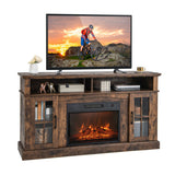4-Piece Industrial Living Room Set: Fireplace TV Stand + 3-Tier Industrial Style Coffee Table + 71 Inch Freestanding Hall Tree + Adjustable C-shape Sofa Side Table