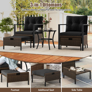 4 Piece Outdoor Furniture Set with Glass Topped Coffee Table-Black