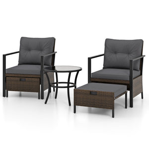 4 Piece Outdoor Furniture Set with Glass Topped Coffee Table-Gray