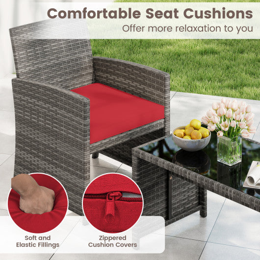 4 Piece Patio Conversation Set Rattan Chair Loveseat and Table Set-Navy