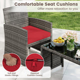 4 Piece Patio Conversation Set Rattan Chair Loveseat and Table Set-Navy