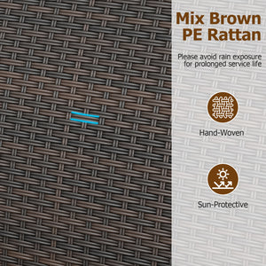 4 Piece Patio Furniture Set PE Rattan Porch Chairs with Acacia Wood Coffee Table and Soft Cushions-White