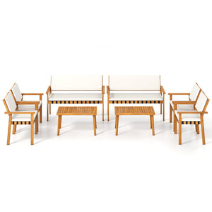 4 Piece Patio Furniture Set with Coffee Table for Backyard and Garden-White