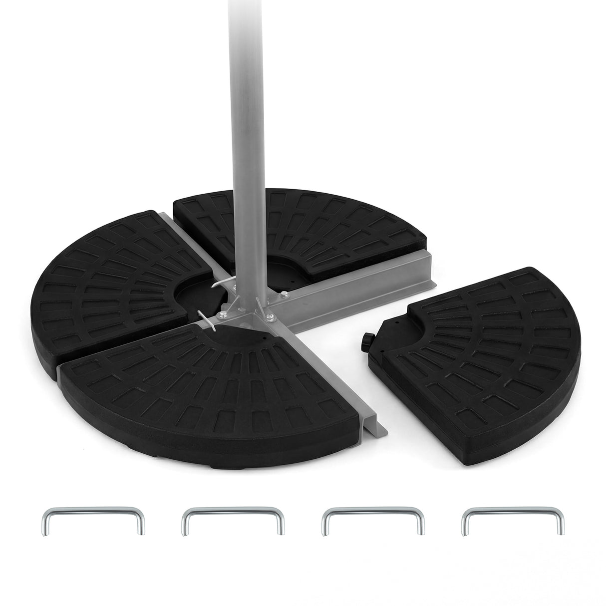 4-Piece Patio Market Umbrella Base 140 LBS Heavy-Duty with U-Locking Pins-Black