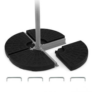 4-Piece Patio Market Umbrella Base 140 LBS Heavy-Duty with U-Locking Pins-Black