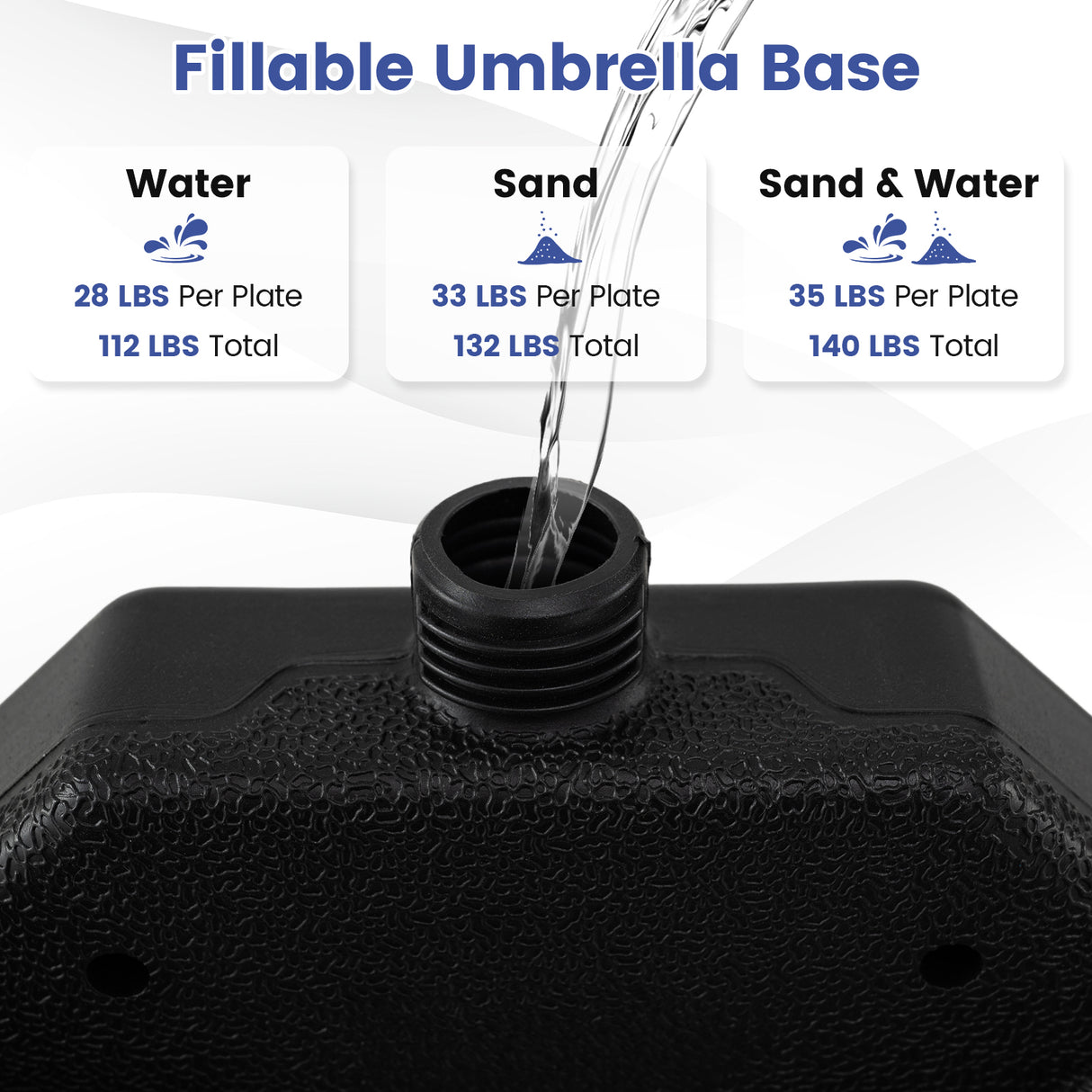 4-Piece Patio Market Umbrella Base 140 LBS Heavy-Duty with U-Locking Pins-Black