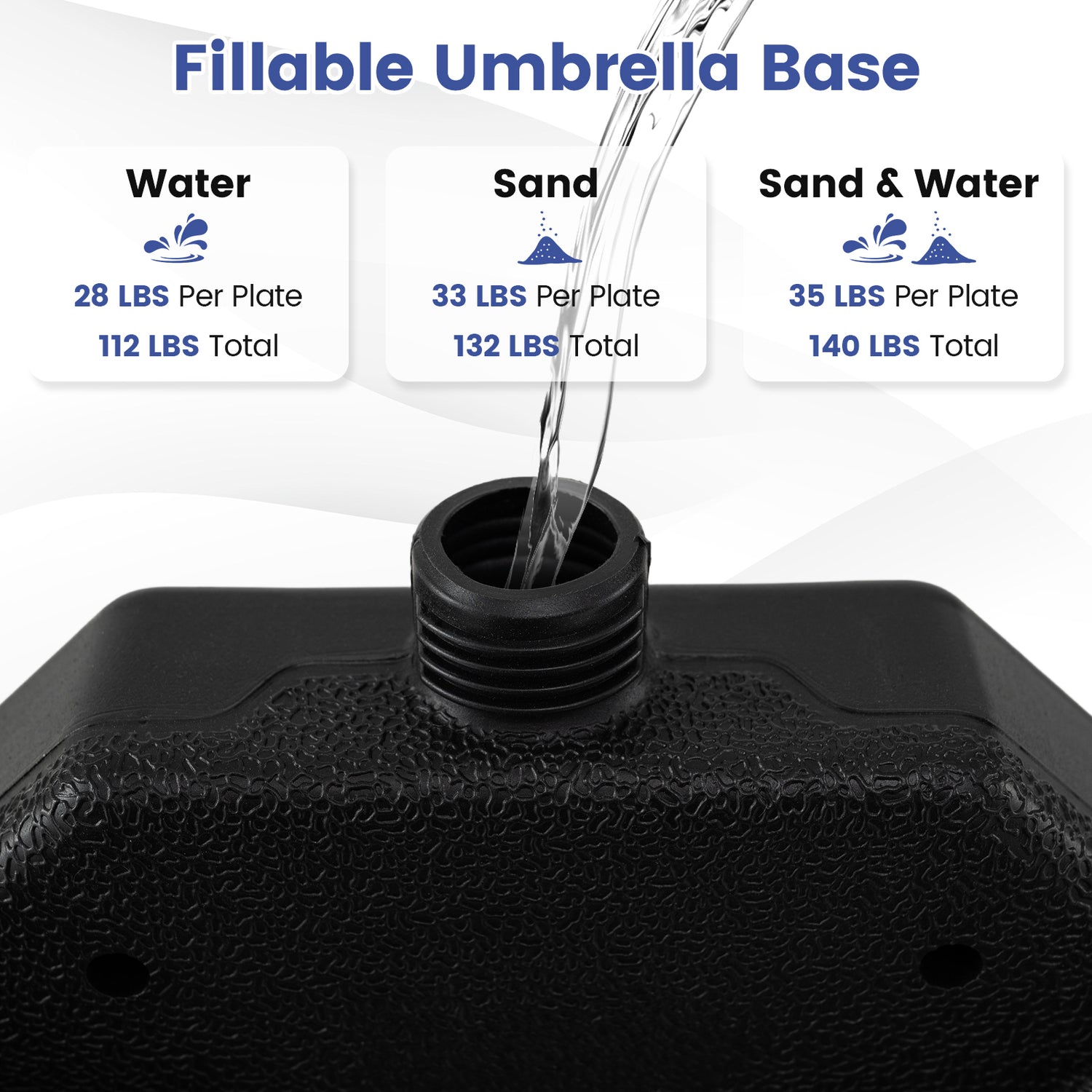 4-Piece Patio Market Umbrella Base 140 LBS Heavy-Duty with U-Locking Pins-Black