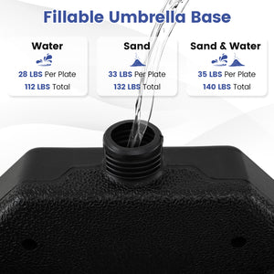 4-Piece Patio Market Umbrella Base 140 LBS Heavy-Duty with U-Locking Pins-Black