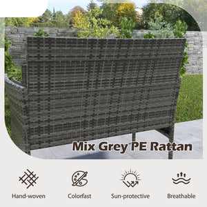 4 Pieces Patio Rattan Conversation Set with Tempered Glass Coffee Table-Gray