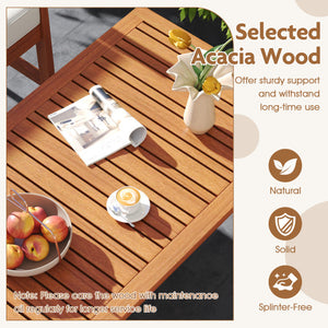 4 Pieces Acacia Wood Furniture Set with Seat Cushions and Robust Wood Frame-White