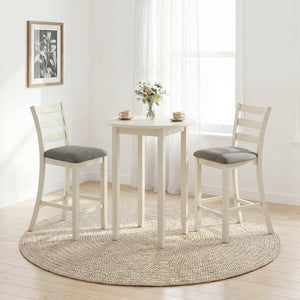 4 Pieces Counter Height Chairs with Fabric Seat and Rubber Wood Legs-Beige