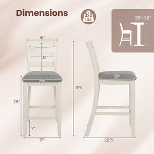 4 Pieces Counter Height Chairs with Fabric Seat and Rubber Wood Legs-Beige