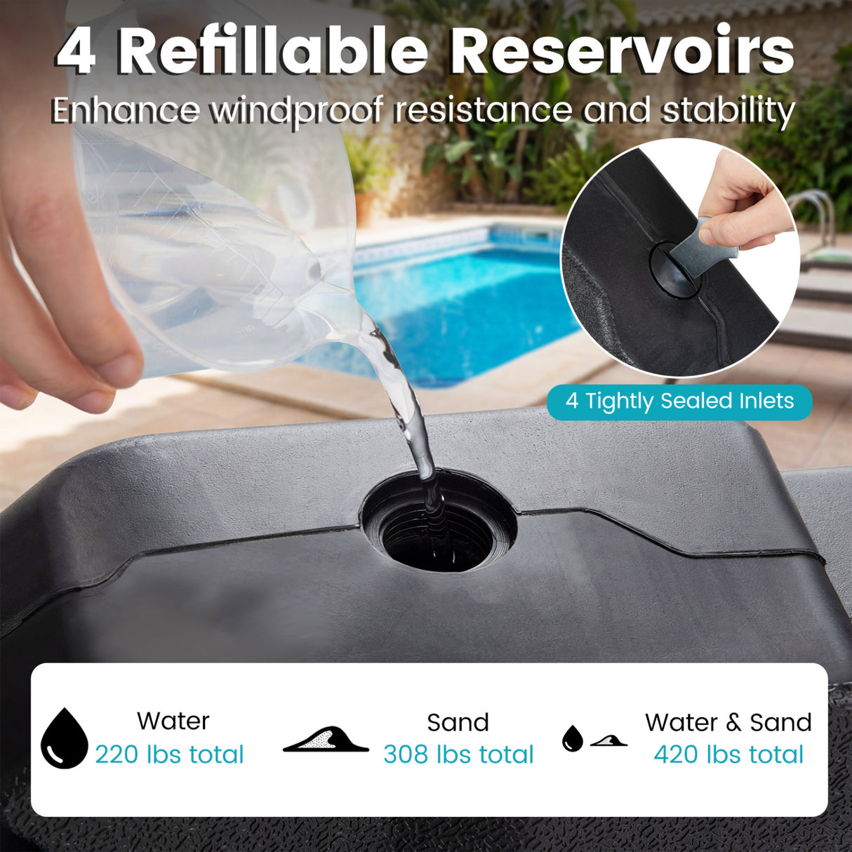 4 Pieces Patio Cantilever Offset Umbrella Weights Base Plate Set