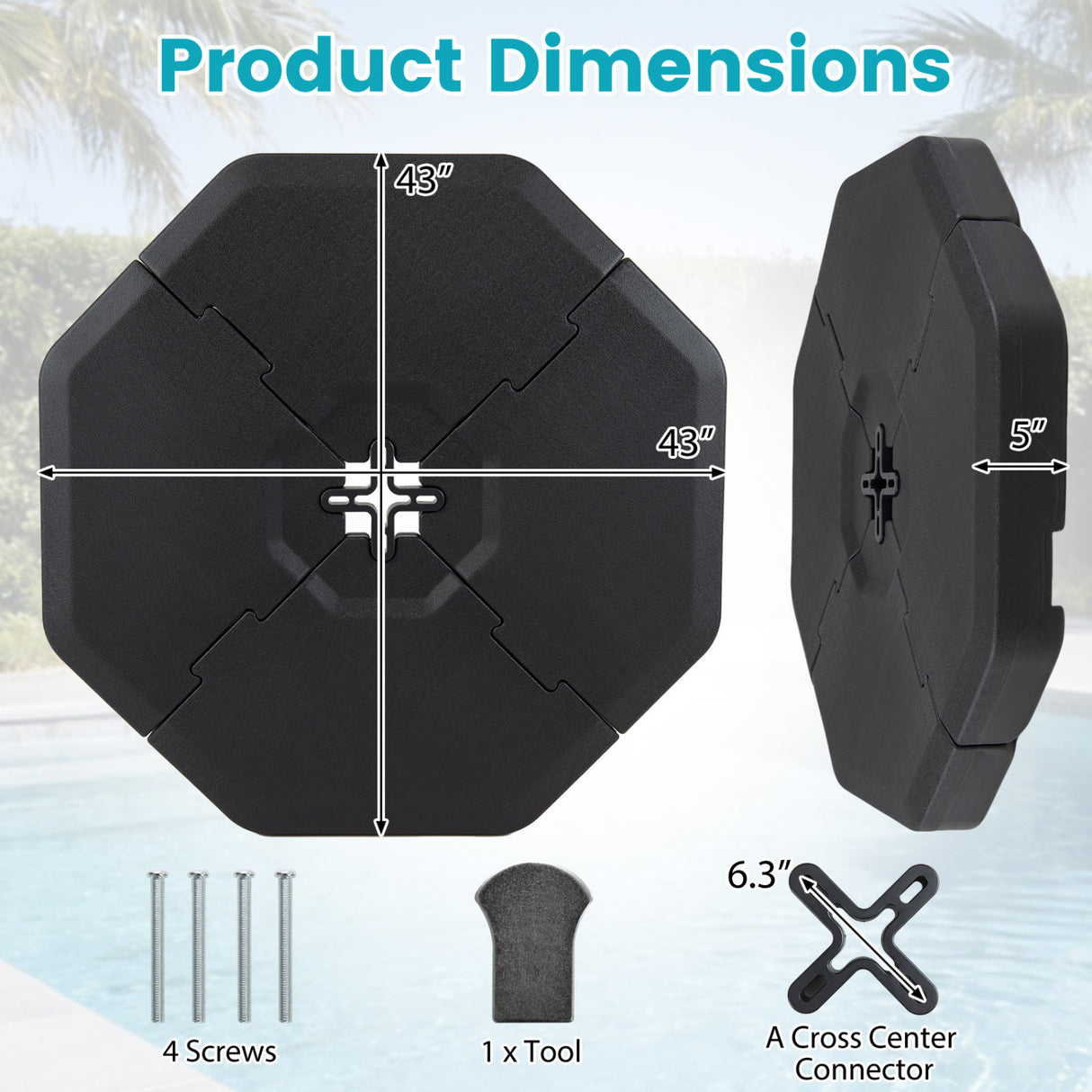 4 Pieces Patio Cantilever Offset Umbrella Weights Base Plate Set