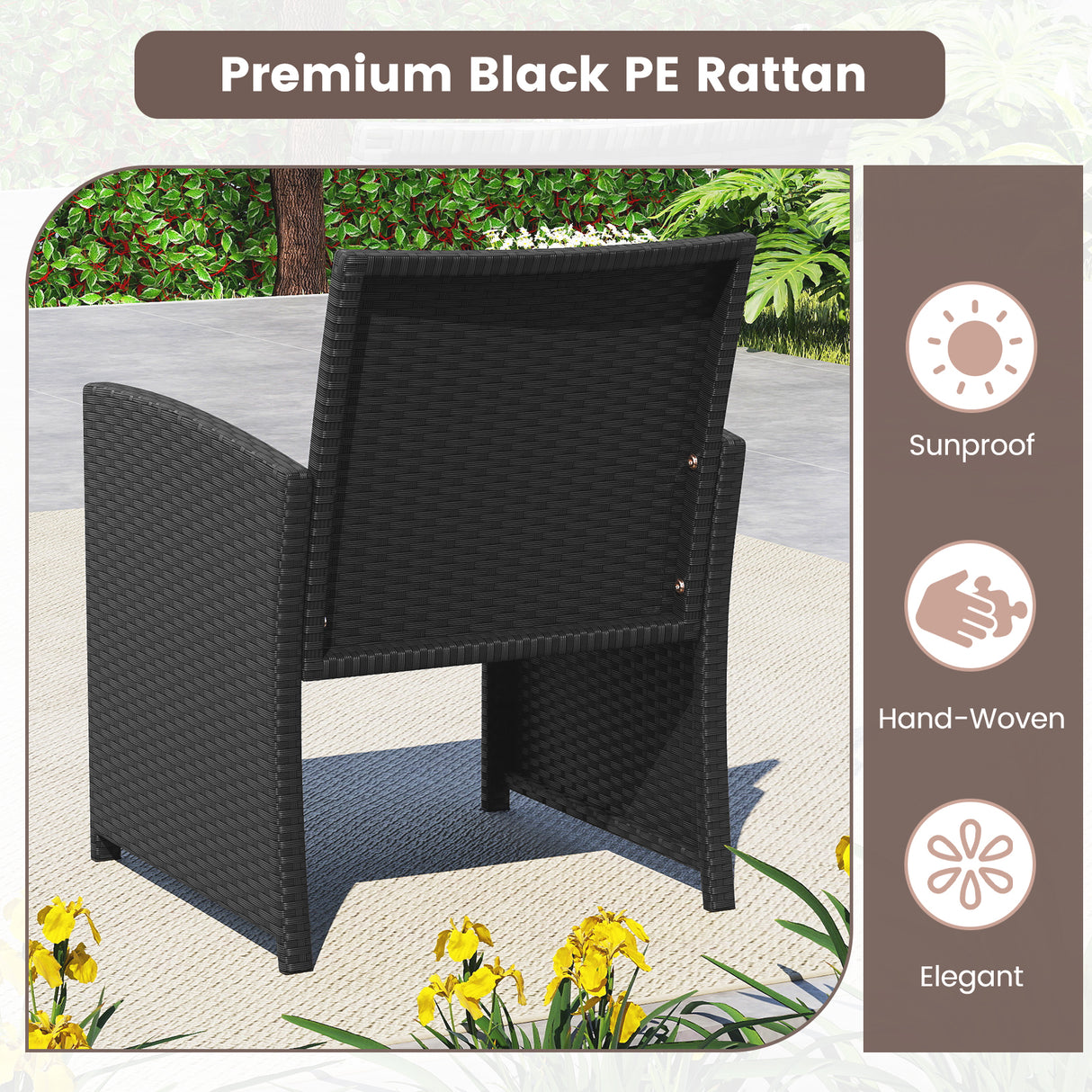 4 Pieces Patio Furniture Set with Tempered Glass Tabletop and Removable Cushion-Turquoise