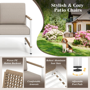 4 Pieces Patio Furniture Set with Thick Cushions and a Coffee Table-Gray