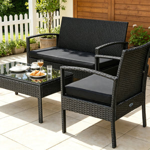 4 Pieces Patio Rattan Furniture Set with Cushion