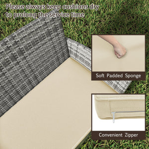 4 Pieces Patio Rattan Conversation Set with Tempered Glass Coffee Table-Red