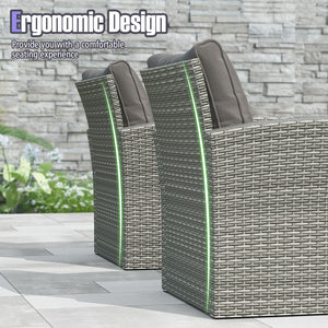 4 Pieces Patio Rattan Furniture Set Sofa Table with Storage Shelf Cushion-Gray