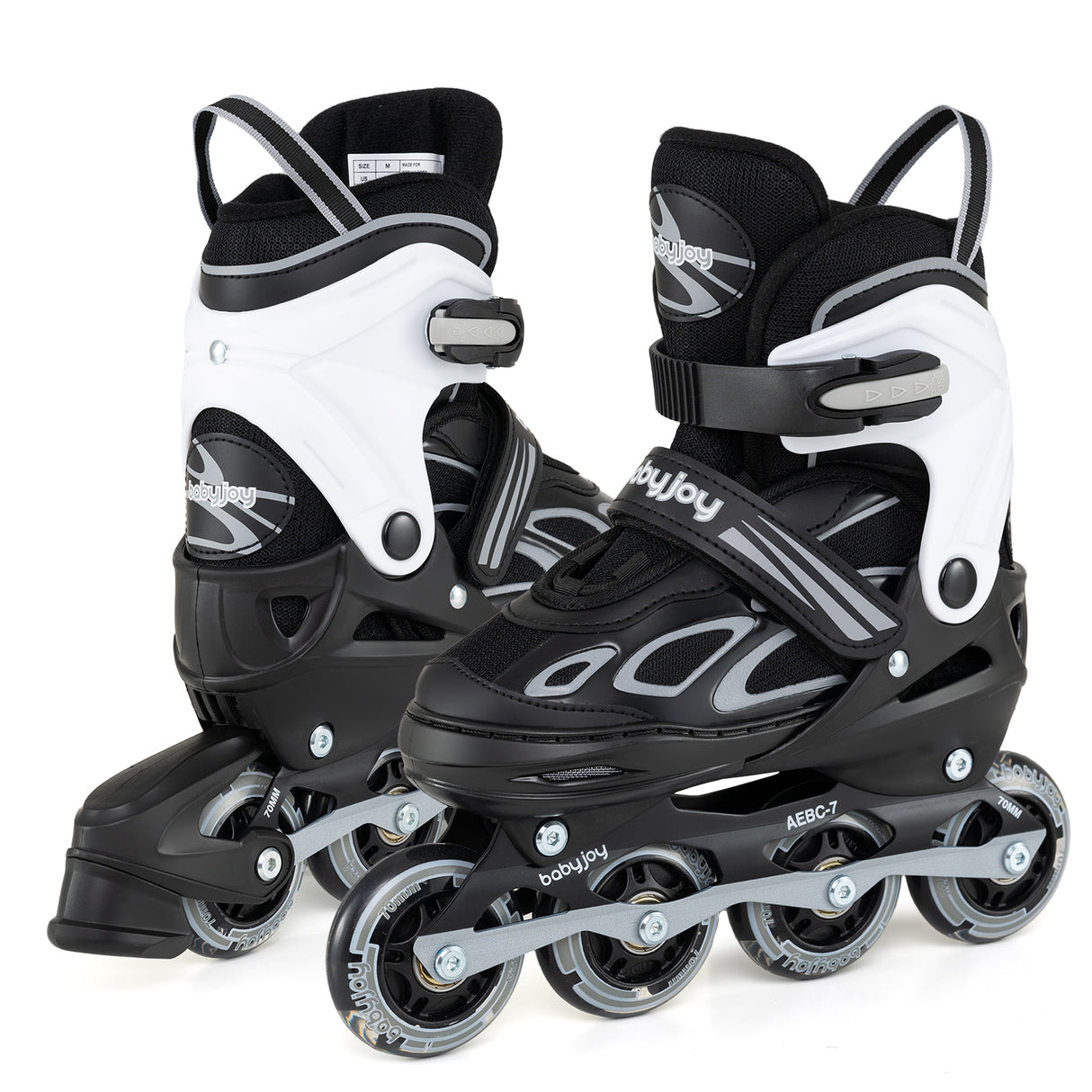 4 Sizes Adjustable Blade Roller with Light-up Wheels for Youth-Black