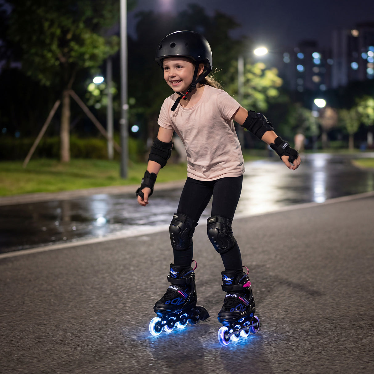 4 Sizes Adjustable Blade Roller with Light-up Wheels for Youth-Purple