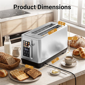 4 Slice Toaster with 6 Browning Levels and 4 Bread Types-Silver