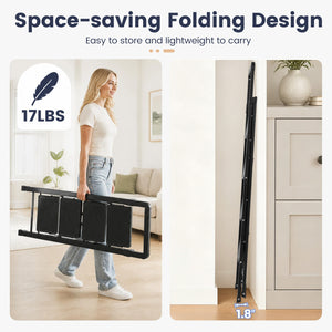 4 Step Black Folding Step Stool with Wide Anti-slip Pedals