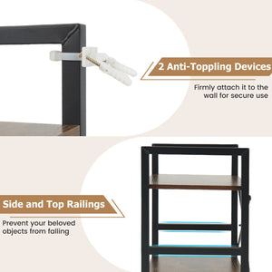 4-Tier Bookshelf Narrow Freestanding Display Shelf with Metal Frame-Rustic Brown